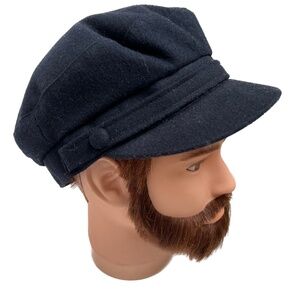 Failsworth Cap Hat Newsboy Mariner Melton Nacy Blue Size 7 1/2 Wool Blend